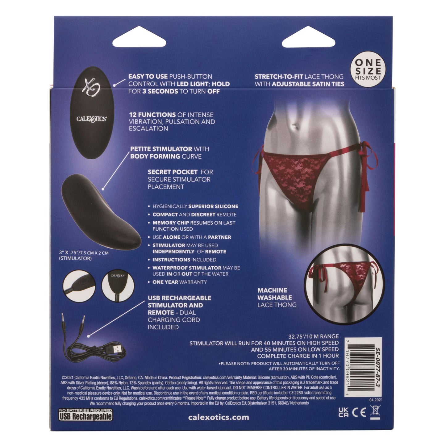 Remote Control Lace Thong Set - Burgundy | 716770099211 | Available at EroticWarehouse.com