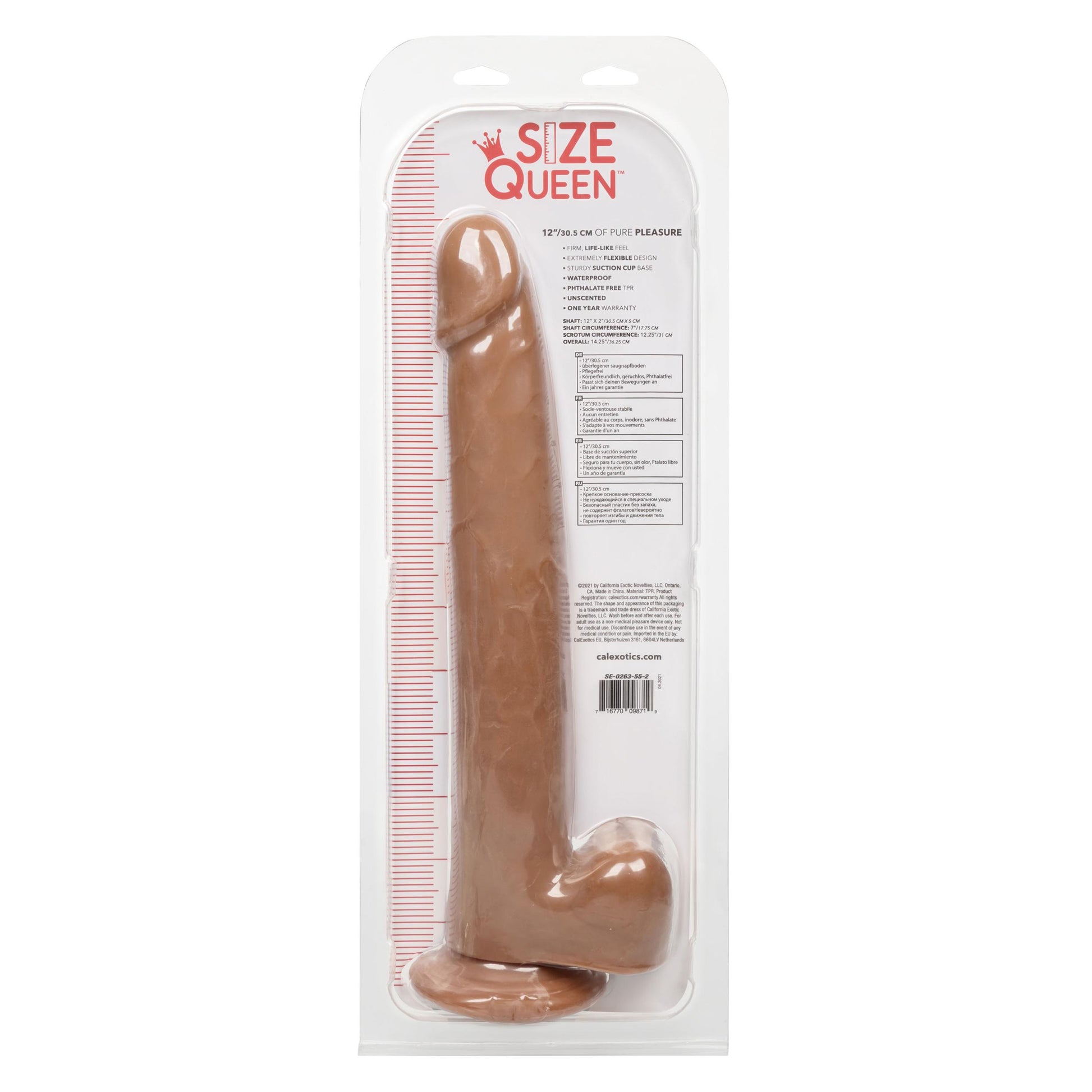 Size Queen 12 inch/30.5 Cm - Brown | 716770098719 | Available at EroticWarehouse.com