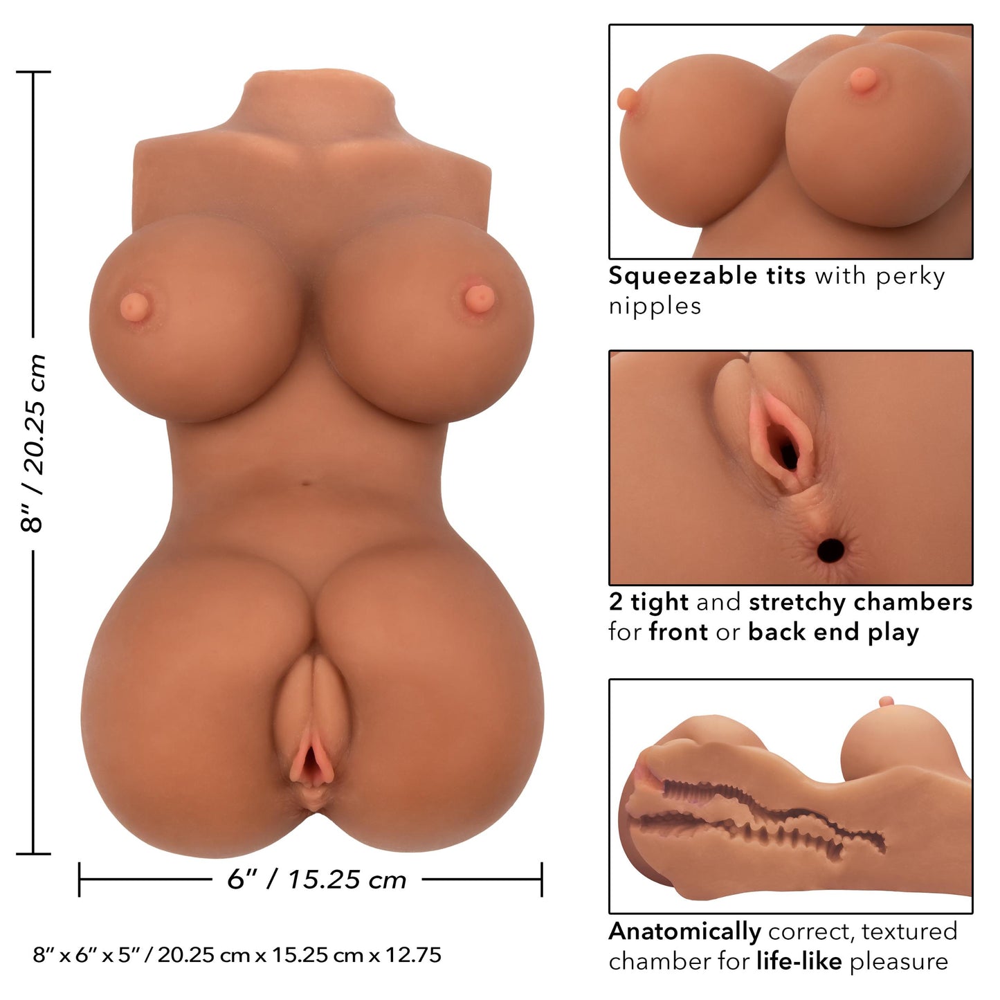Stroke It Body Banger - Brown Torso | 716770098870 | Available at EroticWarehouse.com