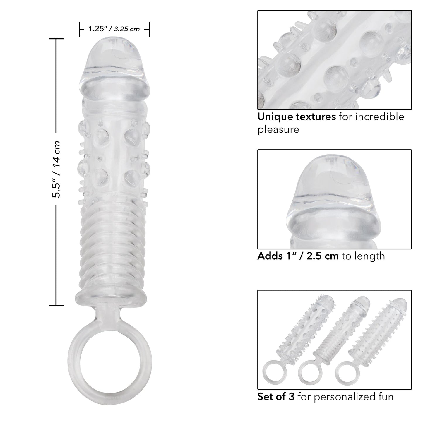 3 Piece Textured Extension Set | 716770100931 | Available at EroticWarehouse.com