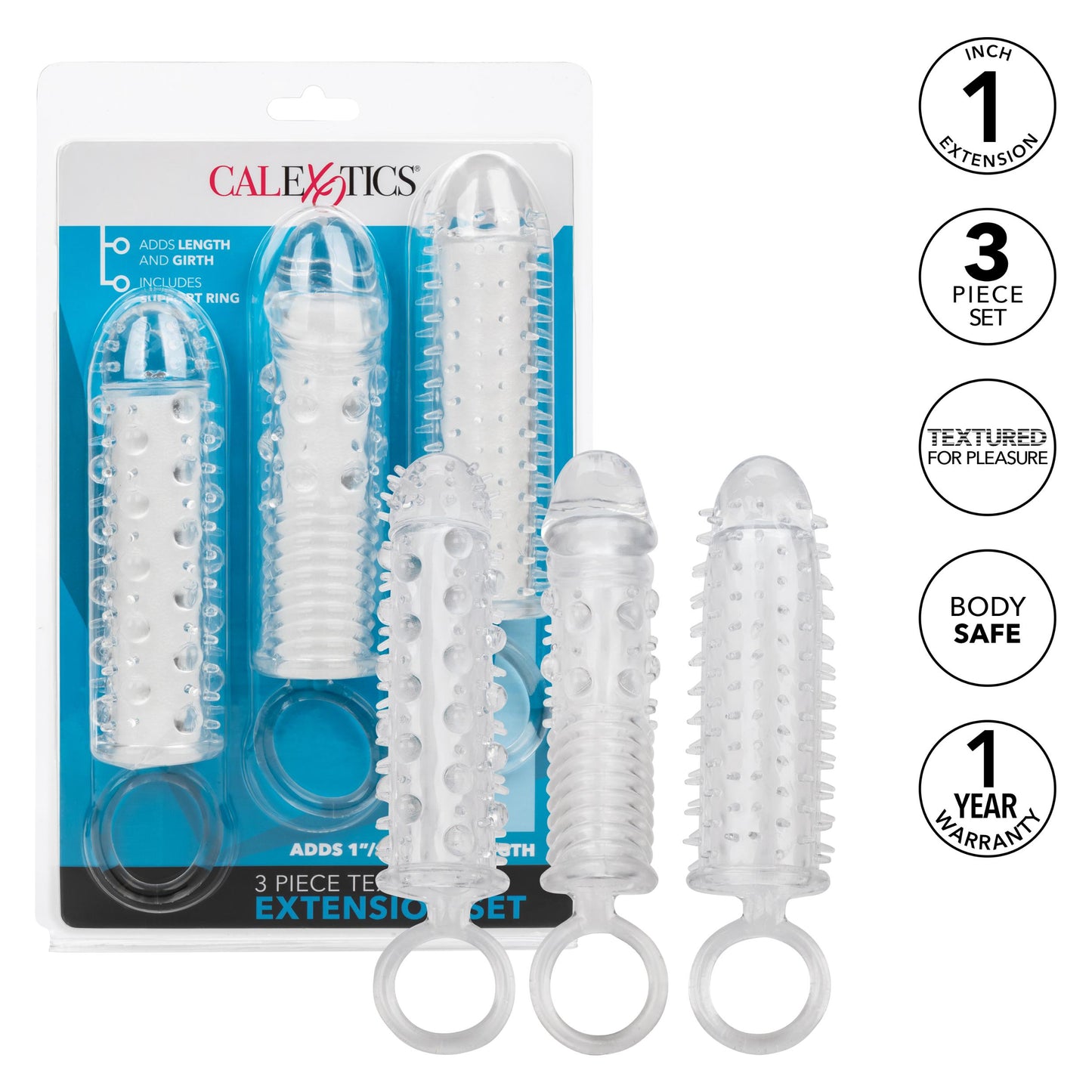 3 Piece Textured Extension Set | 716770100931 | Available at EroticWarehouse.com