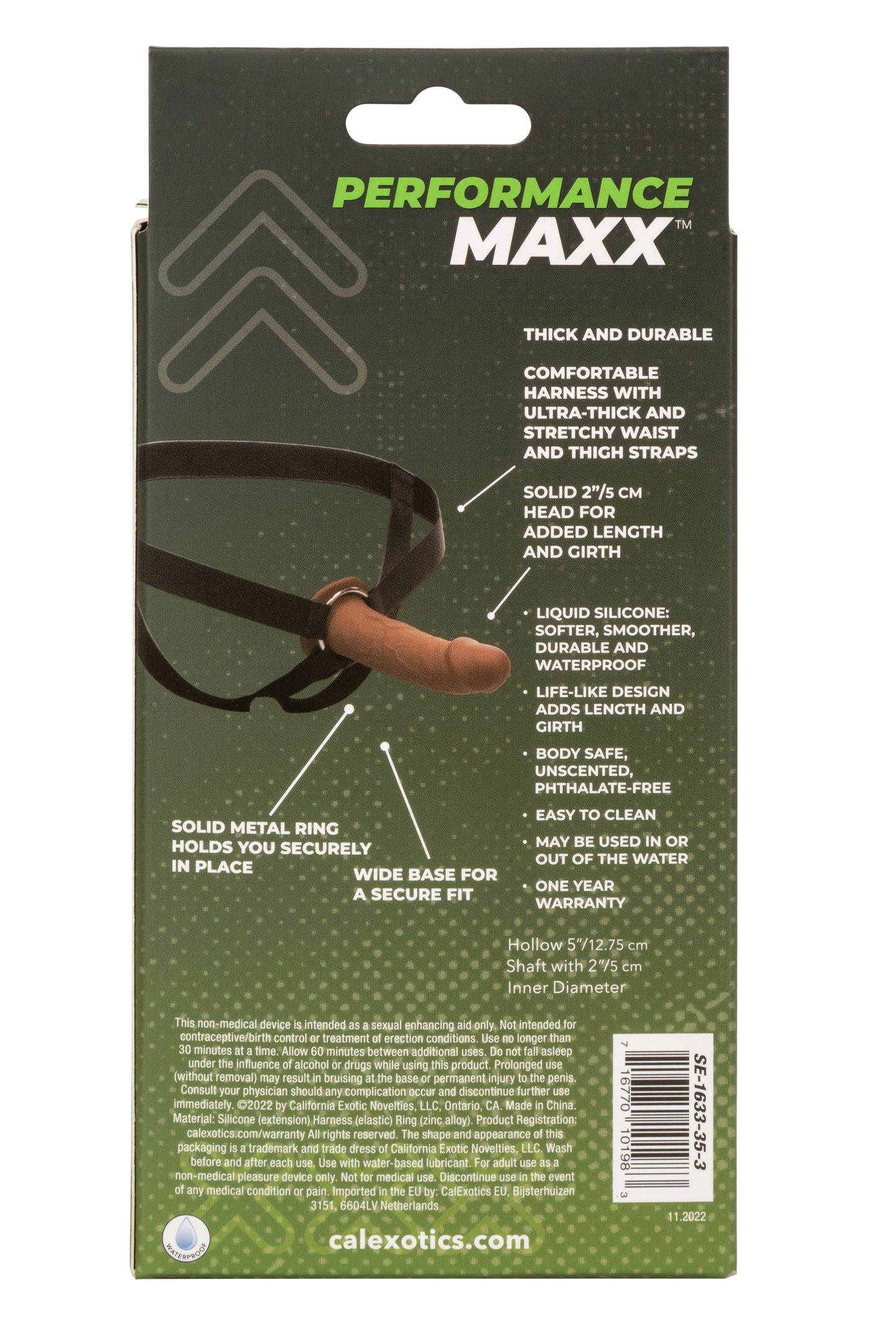 Performance Maxx Life-Like Extension With Harness - Brown | 716770101983 | Available at EroticWarehouse.com