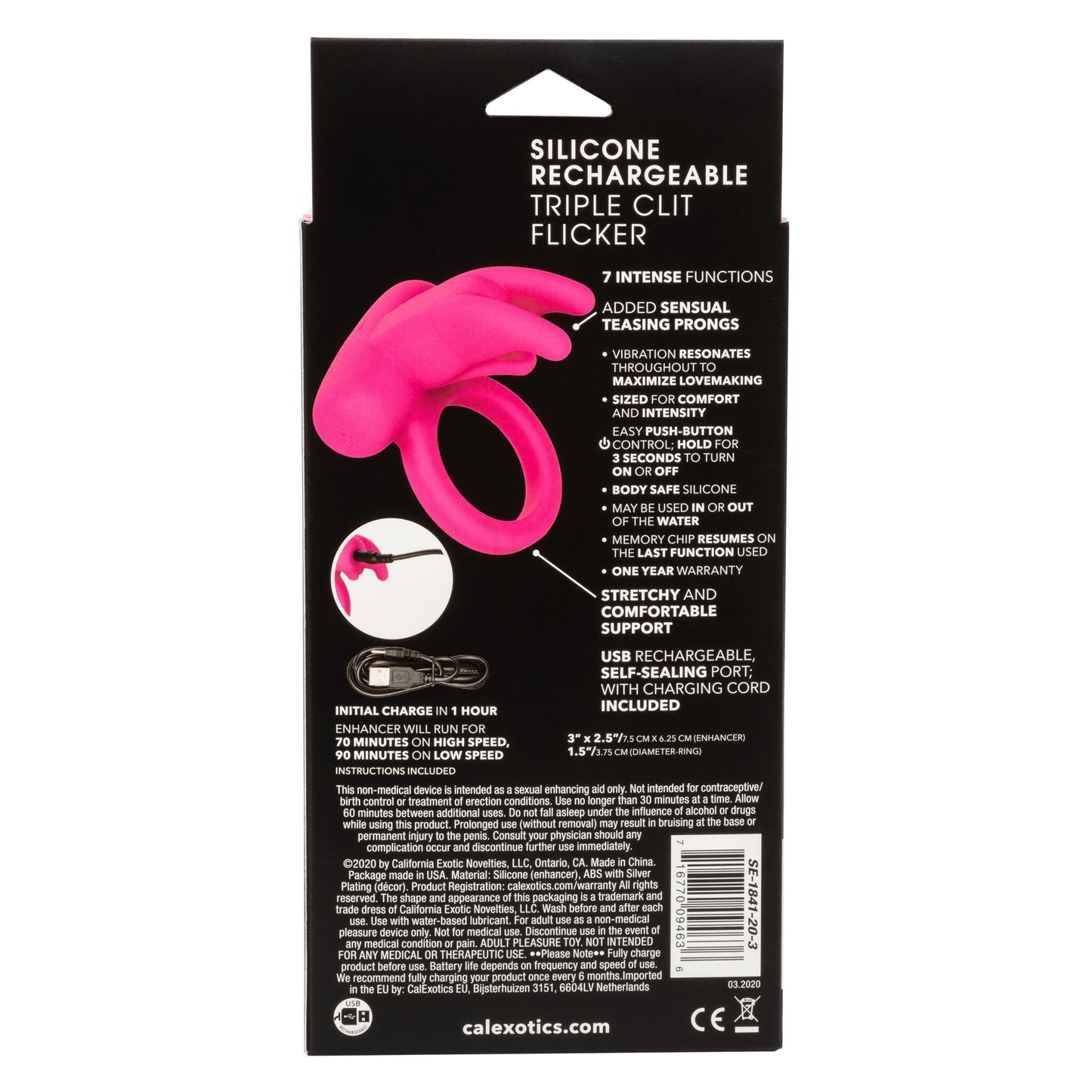 Silicone Rechargeable Triple Clit Flicker | 716770094636 | Available at EroticWarehouse.com