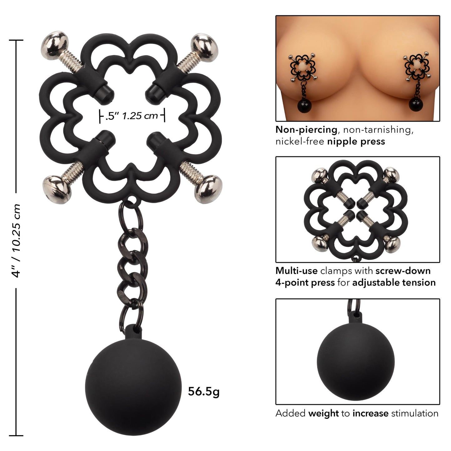 Nipple Grips Power Grip 4-Point Weighted Nipple Press | 716770100924 | Available at EroticWarehouse.com