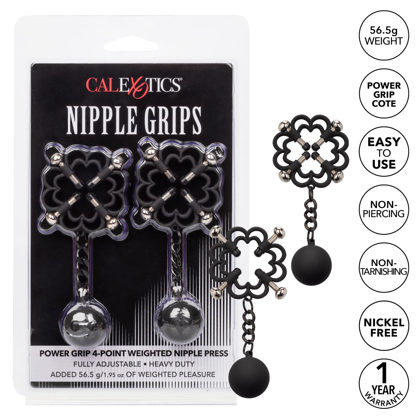 Nipple Grips Power Grip 4-Point Weighted Nipple Press | 716770100924 | Available at EroticWarehouse.com