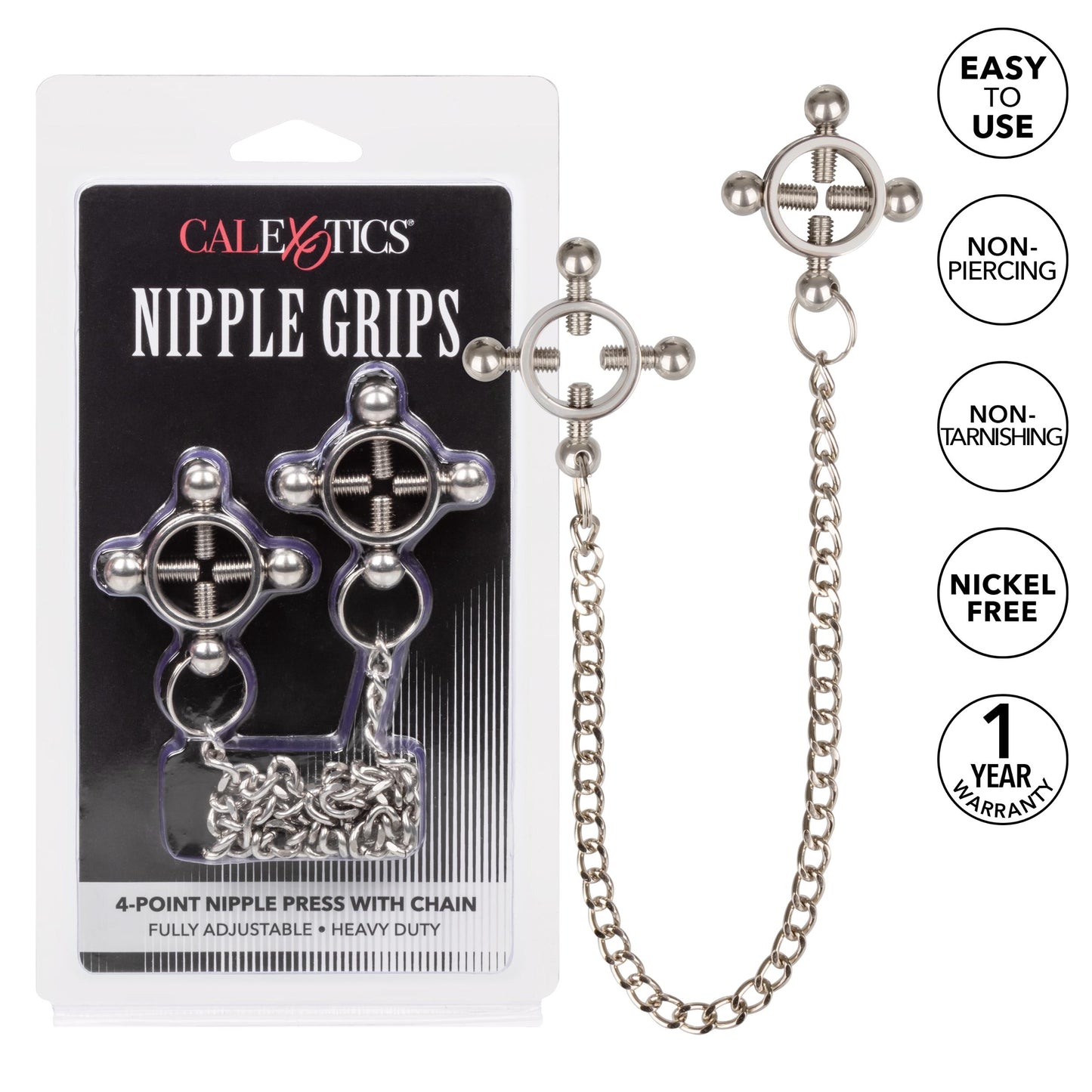 Nipple Grips 4-Point Nipple Press With Chain | 716770099303 | Available at EroticWarehouse.com