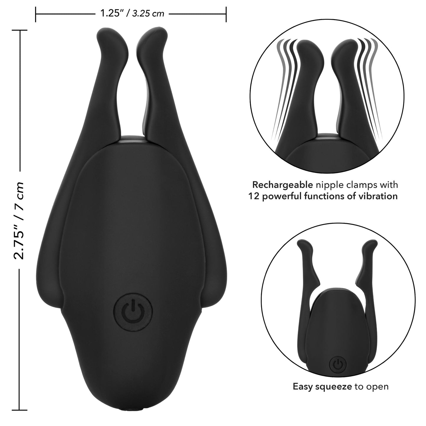 Nipple Play Rechargeable Nipplettes - Black | 716770095930 | Available at EroticWarehouse.com