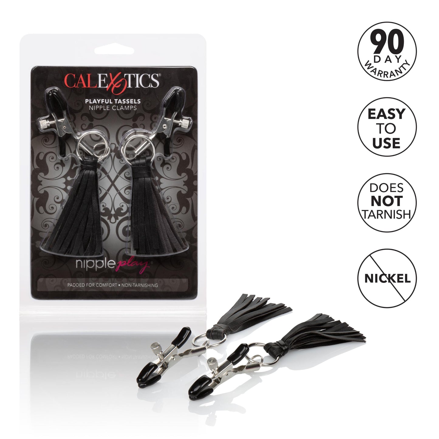 Nipple Play Playful Tassels Nipple Clamps - Black | 716770091888 | Available at EroticWarehouse.com
