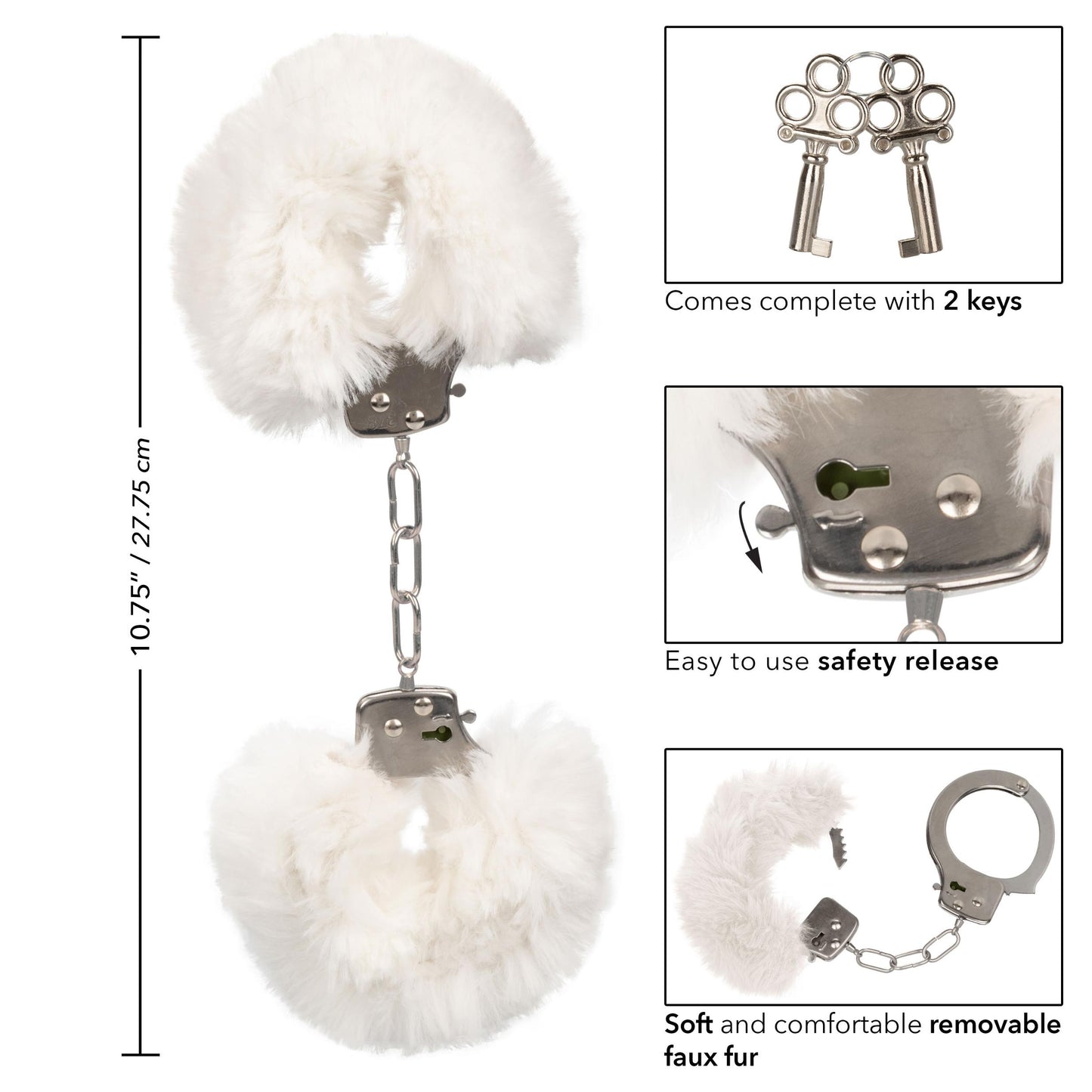 Ultra Fluffy Furry Cuffs - White | 716770102669 | Available at EroticWarehouse.com