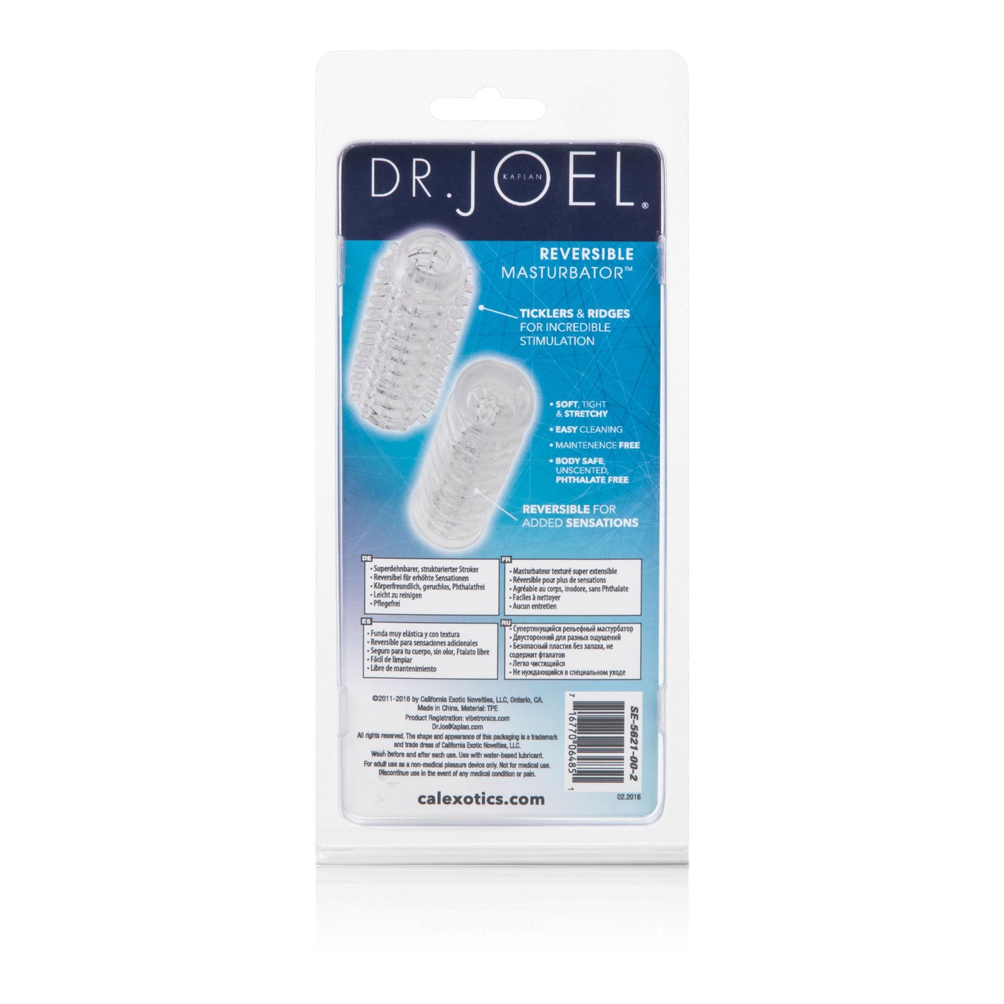 Dr. Joel Kaplan - Reversible Masturbator - Clear | 716770064851 | Available at EroticWarehouse.com