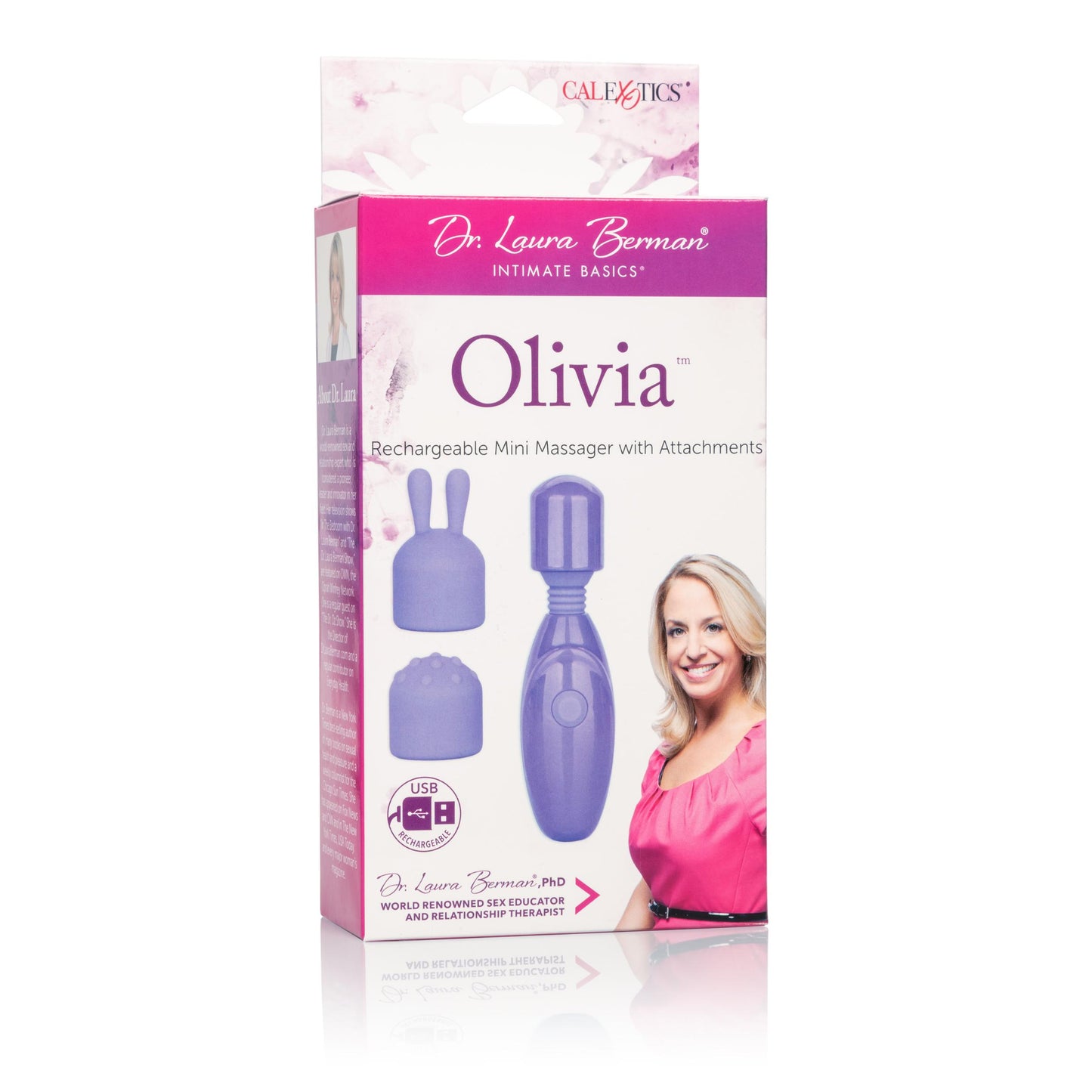 Dr. Laura Berman Olivia Rechargeable Mini Massager With Attachments | 716770091000 | Available at EroticWarehouse.com