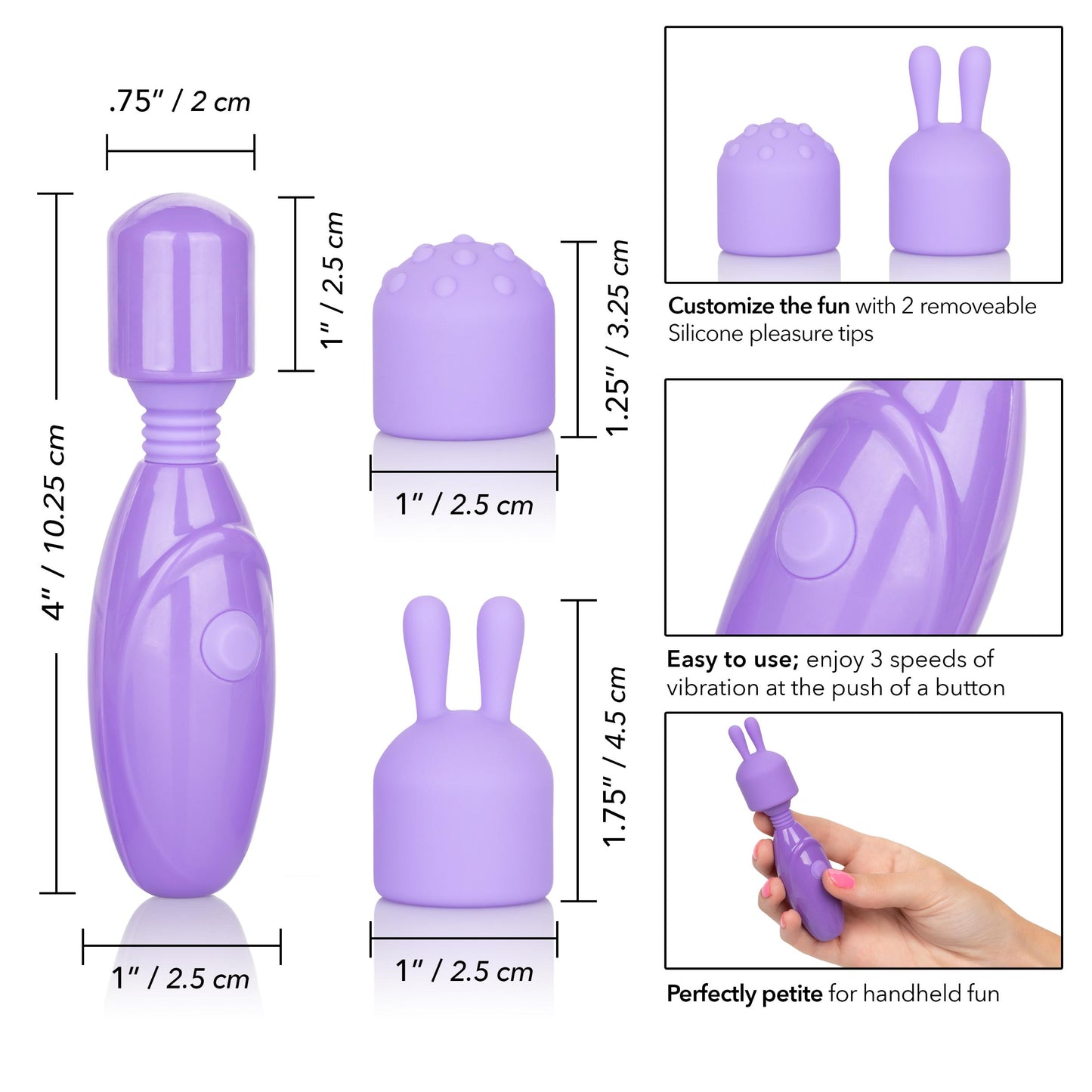Dr. Laura Berman Olivia Rechargeable Mini Massager With Attachments | 716770091000 | Available at EroticWarehouse.com