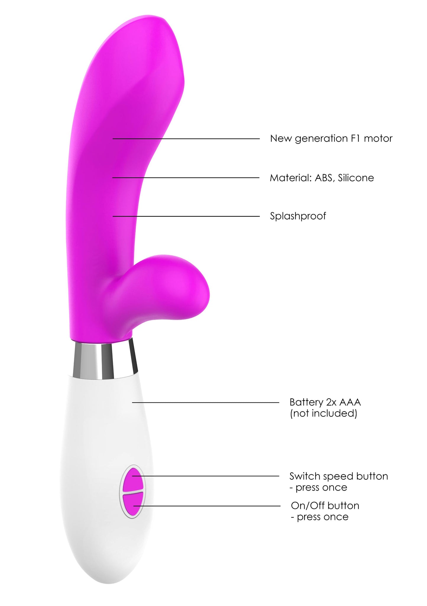 Achilles - Ultra Soft Silicone - 10 Speeds - Fuchsia | 7423522563533 | Available at EroticWarehouse.com