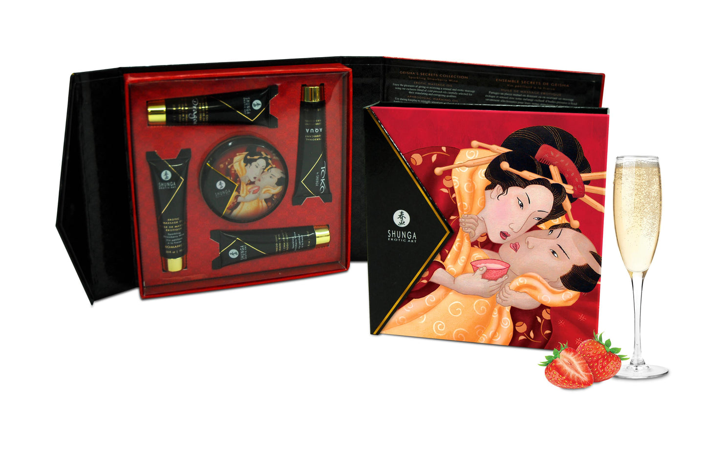 Geisha's Secrets Gift Set - Sparkling Strawberry Wine | 697309082082 | Available at EroticWarehouse.com