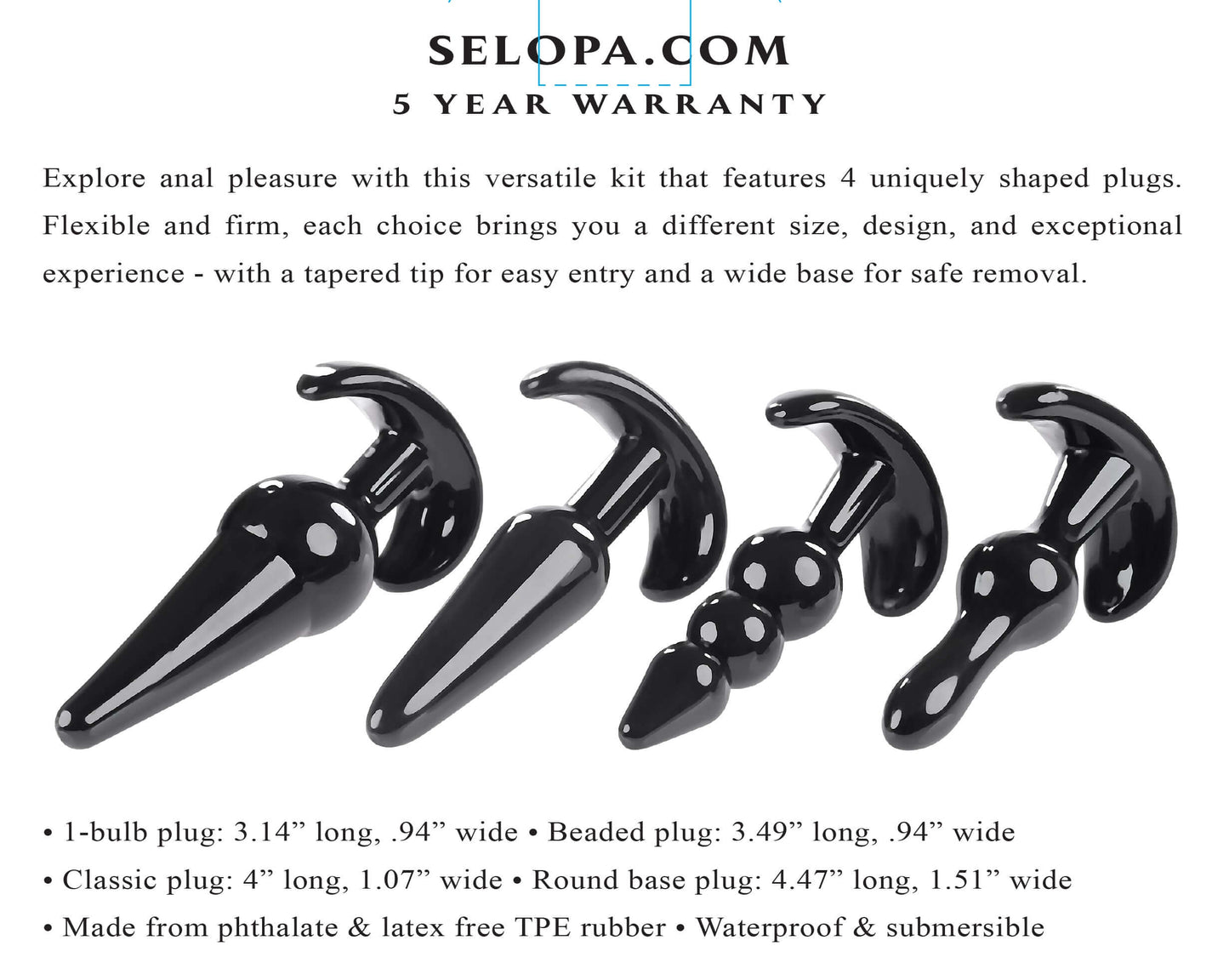 Intro to Plugs - Black | 844477023526 | Available at EroticWarehouse.com