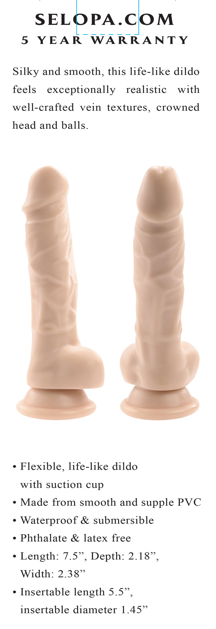 6 Inch Dildo - Light | 844477023892 | Available at EroticWarehouse.com