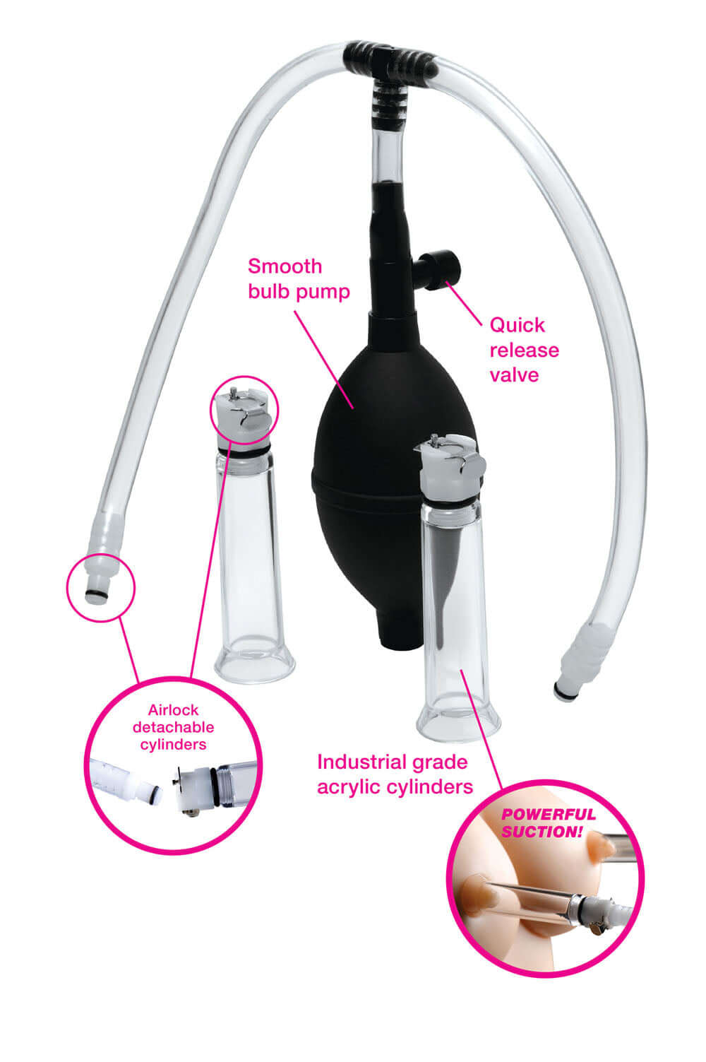 Nipple Pumping System With Detachable Cylinders | 848518020307 | Available at EroticWarehouse.com