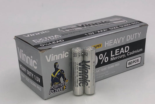 Vinnic Extra Heavy Duty AAA Batteries - 2 Pc./ Shrink Pk. - 60 Pcs. Box | 4898338001402 | Available at EroticWarehouse.com