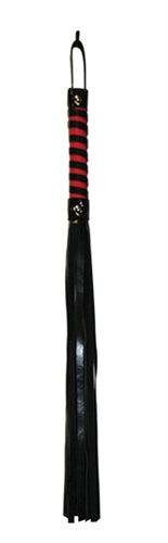Sex and Mischief Stripe Flogger - Red and Black | 646709100452 | Available at EroticWarehouse.com