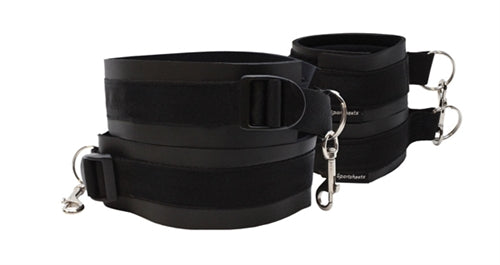 Thigh and Wrist Cuff Set - Black | 646709420024 | Available at EroticWarehouse.com