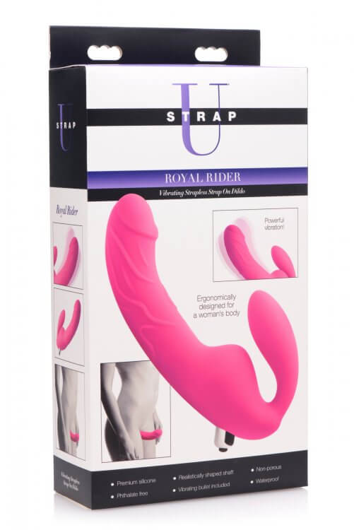 Royal Rider Vibrating Strapless Strap- on Dildo - Pink | 848518028198 | Available at EroticWarehouse.com