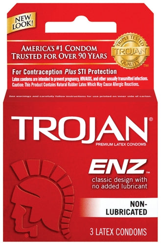 Trojan Enz Non-Lubricated Condoms - 3 Pack | 022600920502 | Available at EroticWarehouse.com