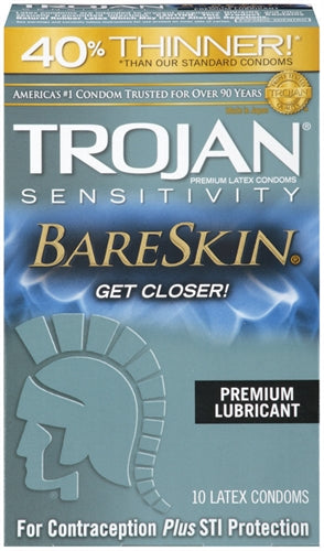 Trojan Sensitivity Bareskin Lubricated Condoms - 10 Pack | 022600926740 | Available at EroticWarehouse.com