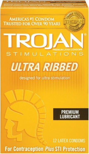 Trojan Stimulations Ulta Ribbed - 12 Pack | 022600947523 | Available at EroticWarehouse.com