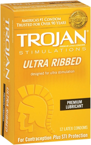 Trojan Stimulations Ulta Ribbed - 12 Pack | 022600947523 | Available at EroticWarehouse.com