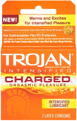 Trojan Intensified Charged Orgasmic Pleasure Condoms - 3 Pack | 022600957010 | Available at EroticWarehouse.com