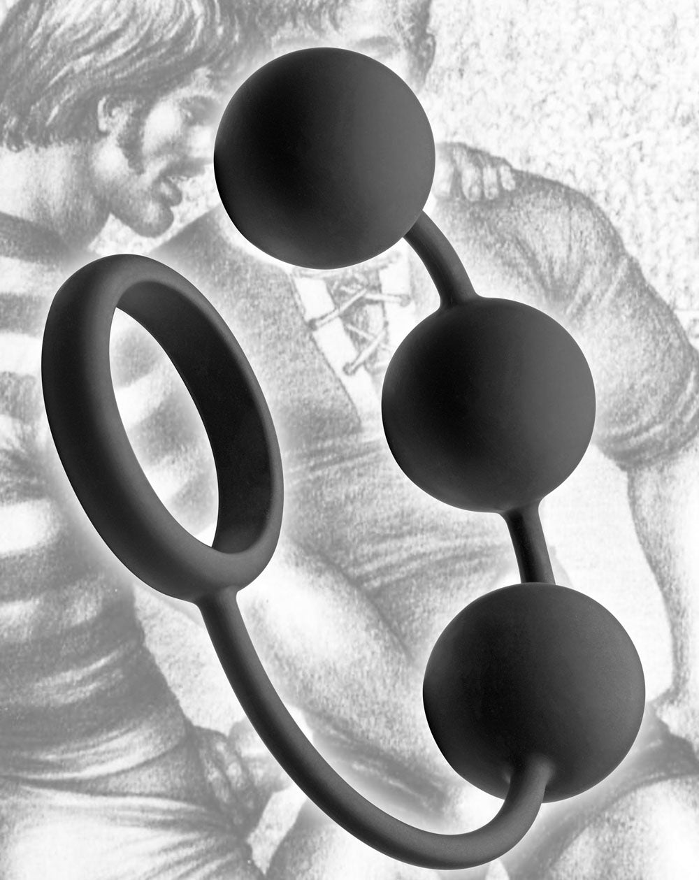 Tom of Finland Silicone Cock Ring With 3 Weighted Balls | 848518019325 | Available at EroticWarehouse.com