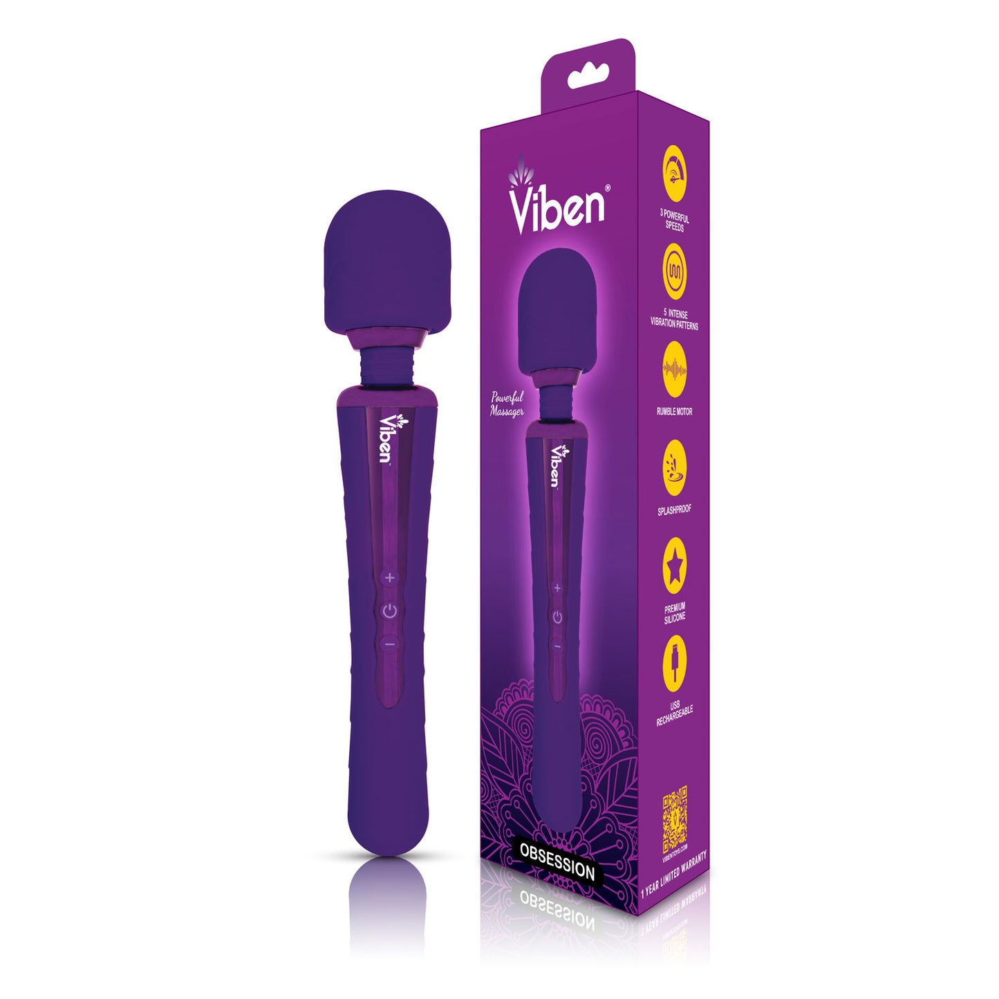 Obsession - Intense Wand Massager - Violet | 850018691130 | Available at EroticWarehouse.com