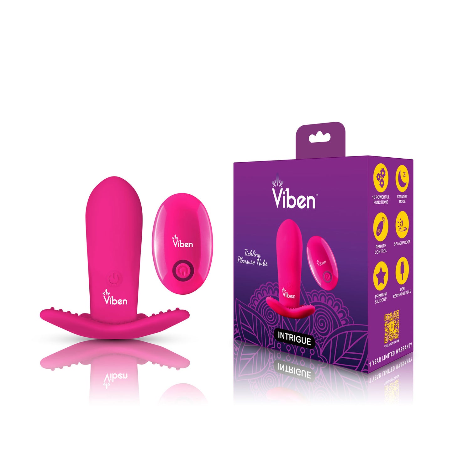 Intrigue - Hot Pink - Remote Control 10-Function Panty Vibe | 850018691123 | Available at EroticWarehouse.com