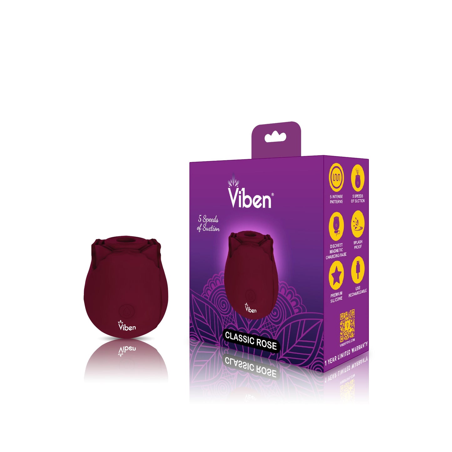 Classic Rose - Ruby - Handheld Rose Clitoral and Nipple Stimulator | 810080750104 | Available at EroticWarehouse.com