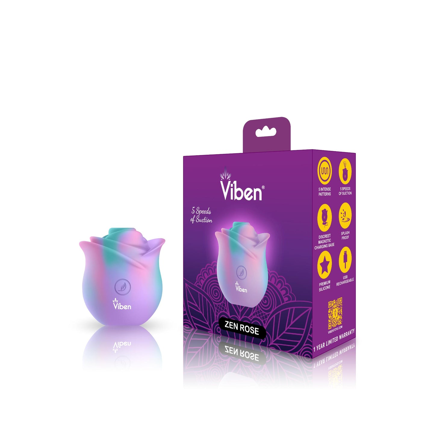 Zen Rose - Unicorn - Handheld Rose Clitoral and Nipple Stimulator | 810080750128 | Available at EroticWarehouse.com