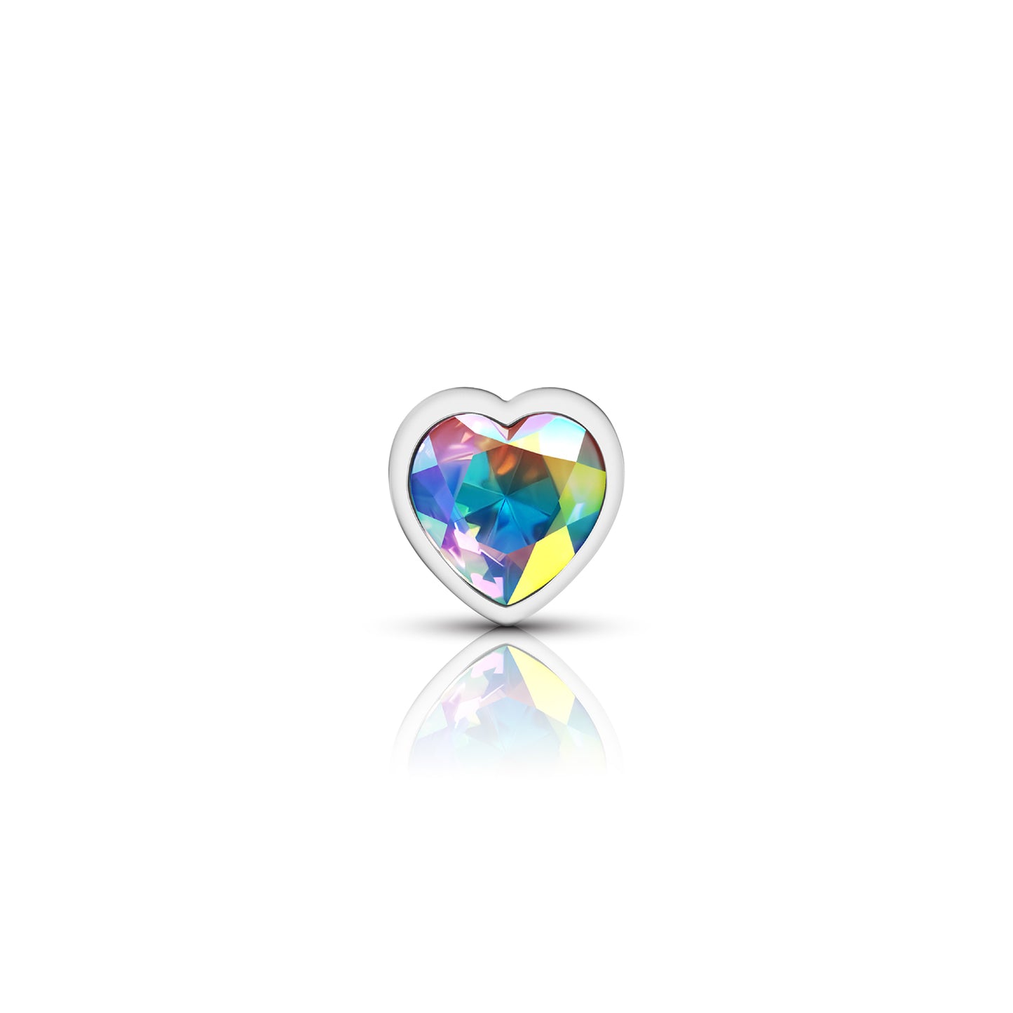 Cheeky Charms-Silver Metal Butt Plug- Heart-Clear-Small | 850018691260 | Available at EroticWarehouse.com