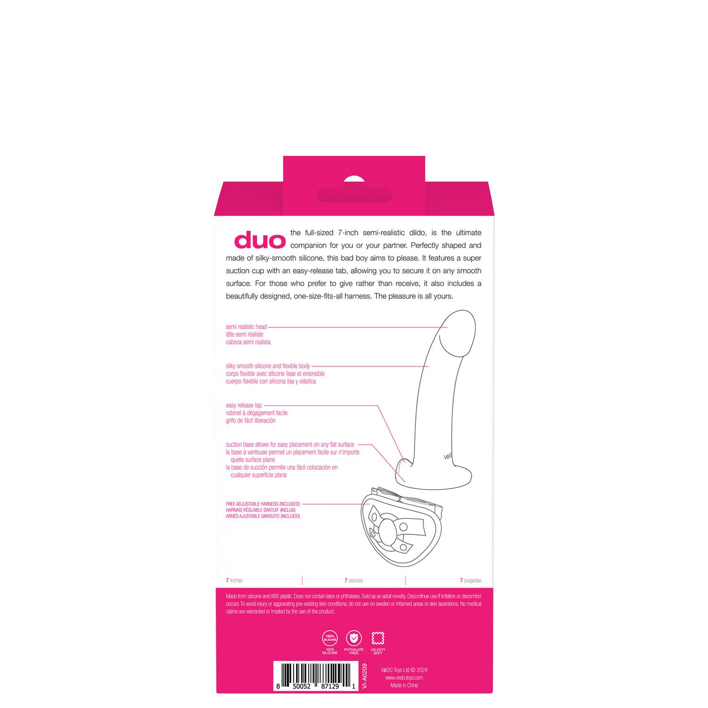 Duo Semi-Realistic Dildo With Harness - Pink/purple | 850052871291 | Available at EroticWarehouse.com