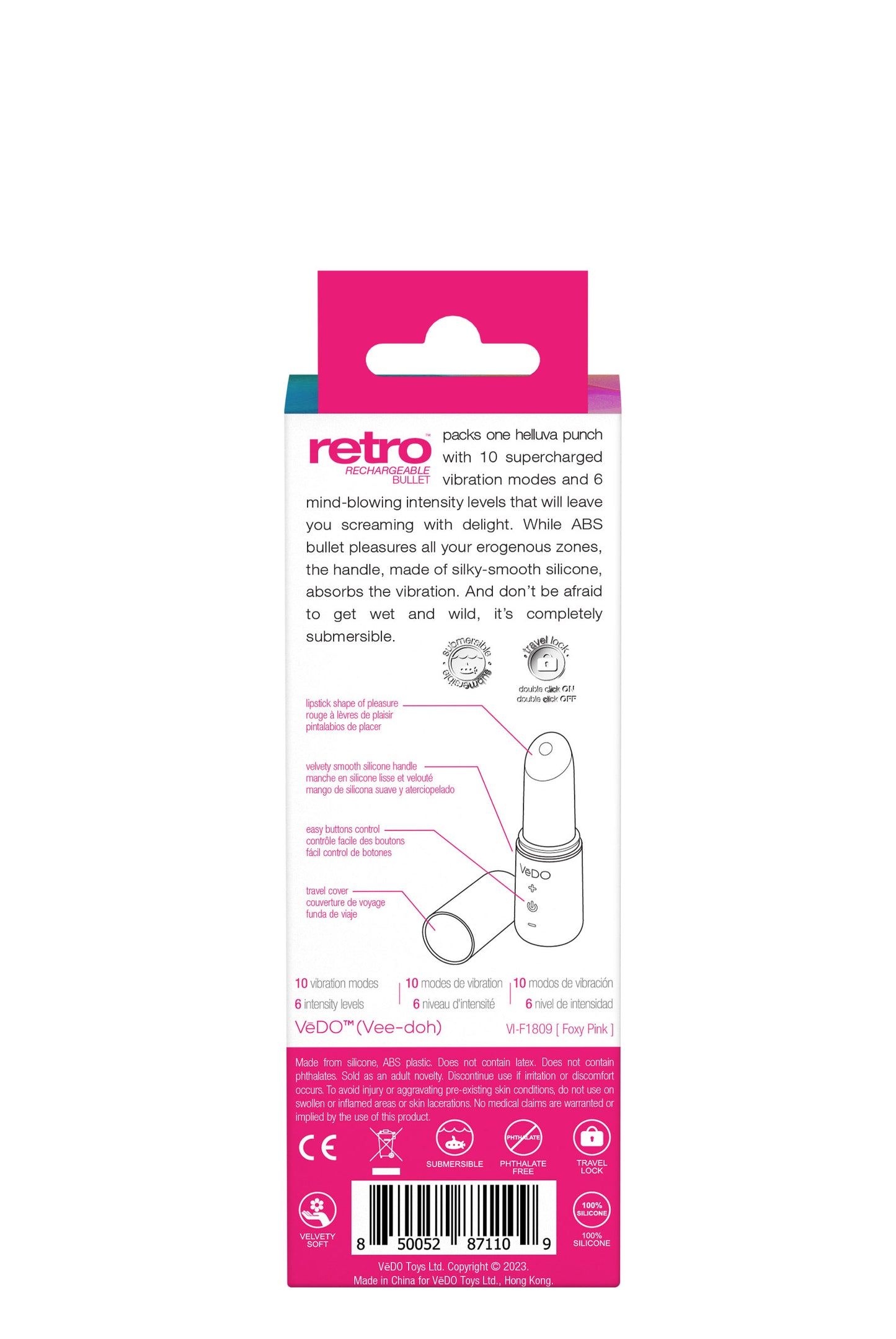 Retro Rechargeable Bullet - Pink | 850052871109 | Available at EroticWarehouse.com