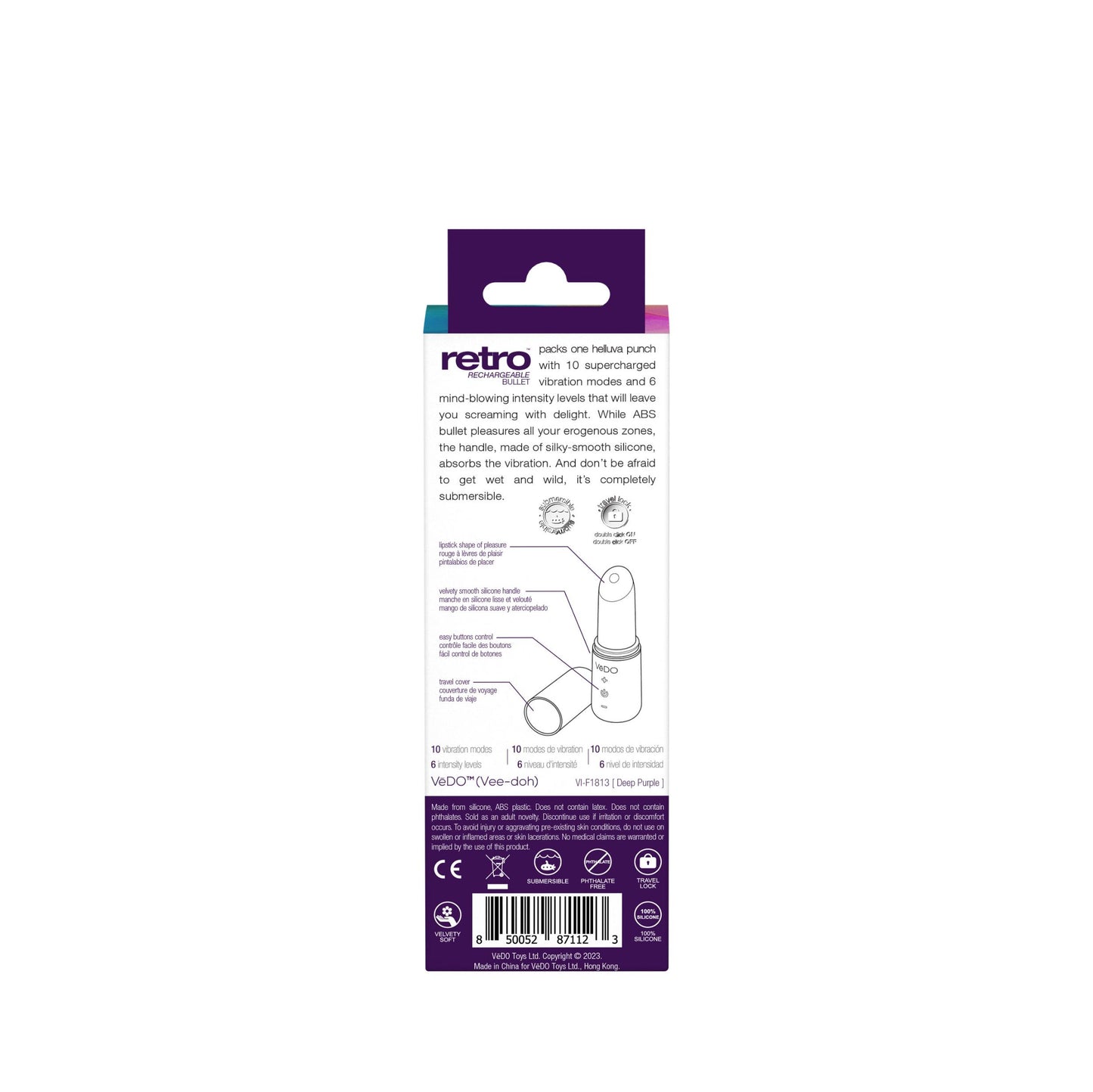 Retro Rechargeable Bullet - Purple | 850052871123 | Available at EroticWarehouse.com