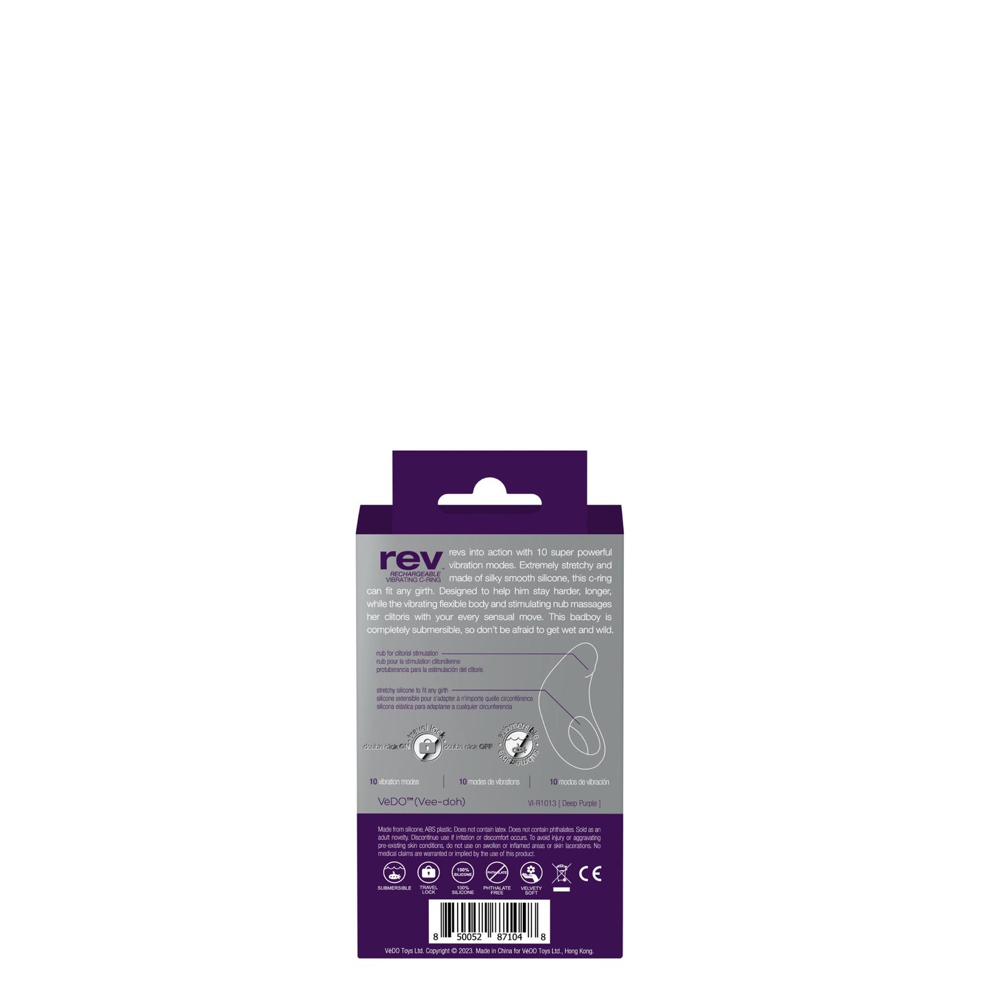 Rev Rechargeable Vibrating C-Ring - Purple | 850052871048 | Available at EroticWarehouse.com