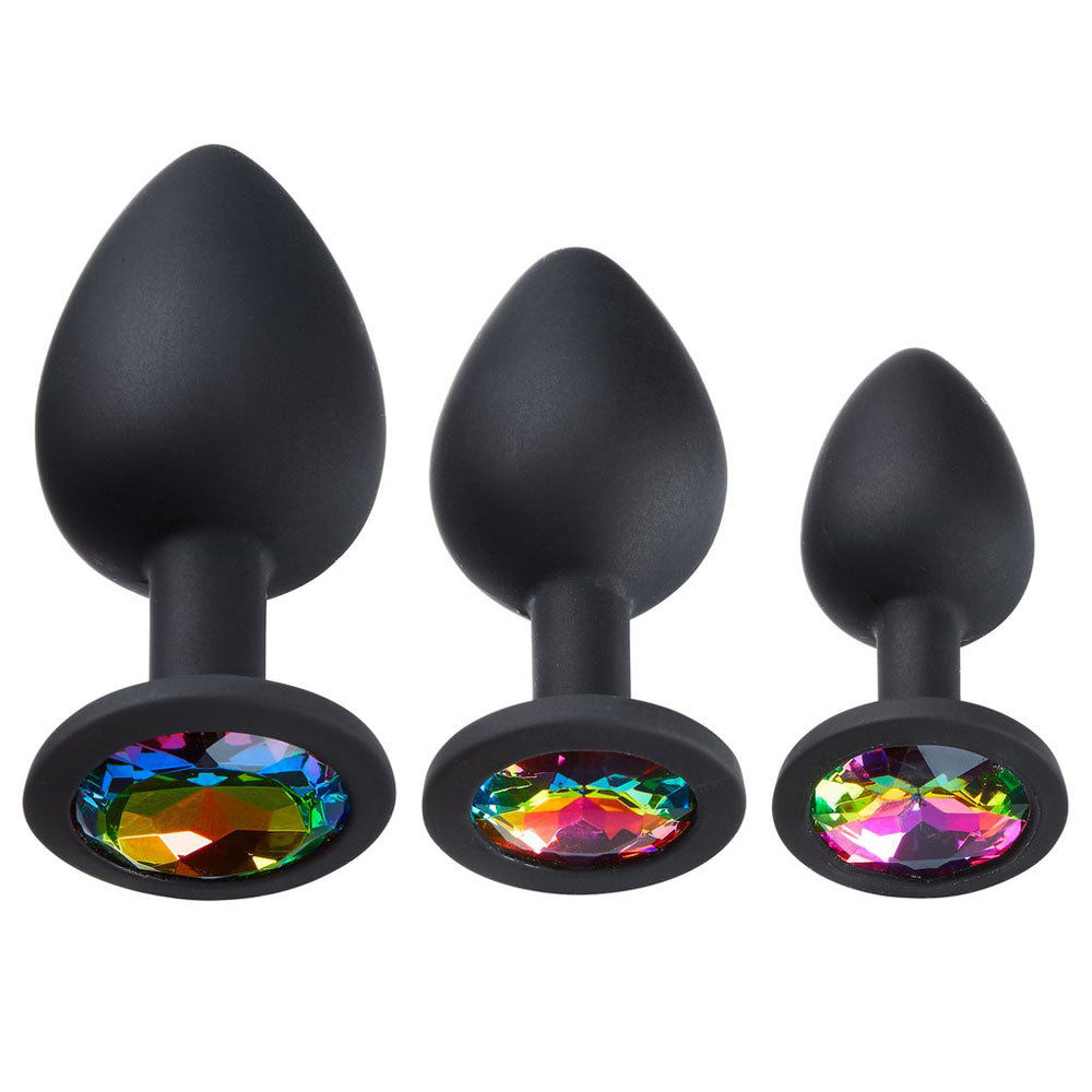Cloud 9 Novelties Gems Silicone Anal Plug Set - Includes Small, Med & Large Size | 853545008129 | Available at EroticWarehouse.com