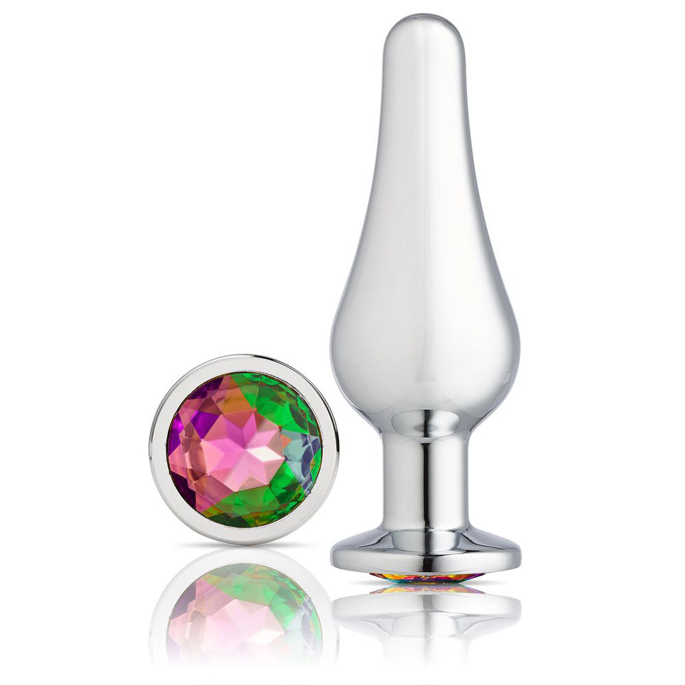 Cloud 9 Novelties Gems Silver Chrome Tall Plug - Medium | 853545008143 | Available at EroticWarehouse.com