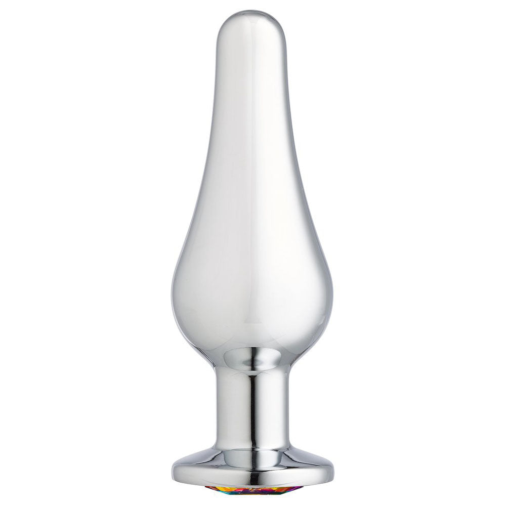 Cloud 9 Novelties Gems Silver Chrome Tall Plug - Medium | 853545008143 | Available at EroticWarehouse.com