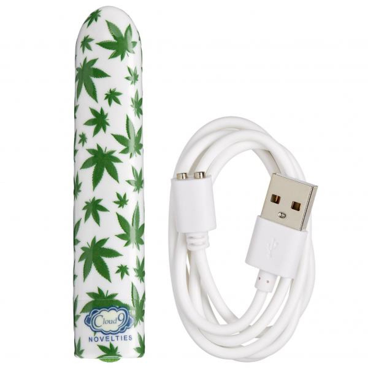 420 Slim Cannabis Leaf Vibe - White/green | 850047085139 | Available at EroticWarehouse.com