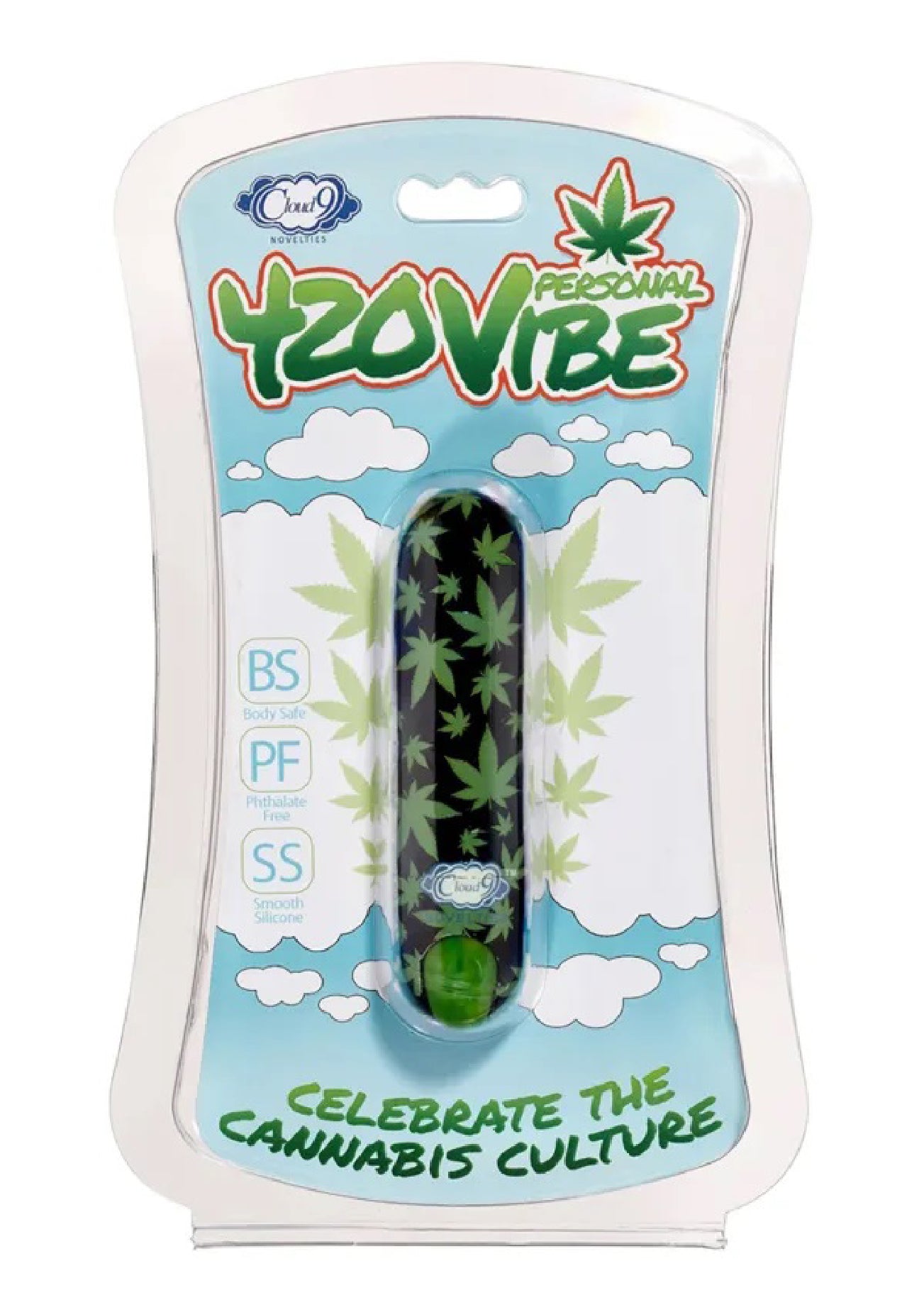 420 Stubby Vibe Cannabis Leaf - Black/green | 850047085146 | Available at EroticWarehouse.com