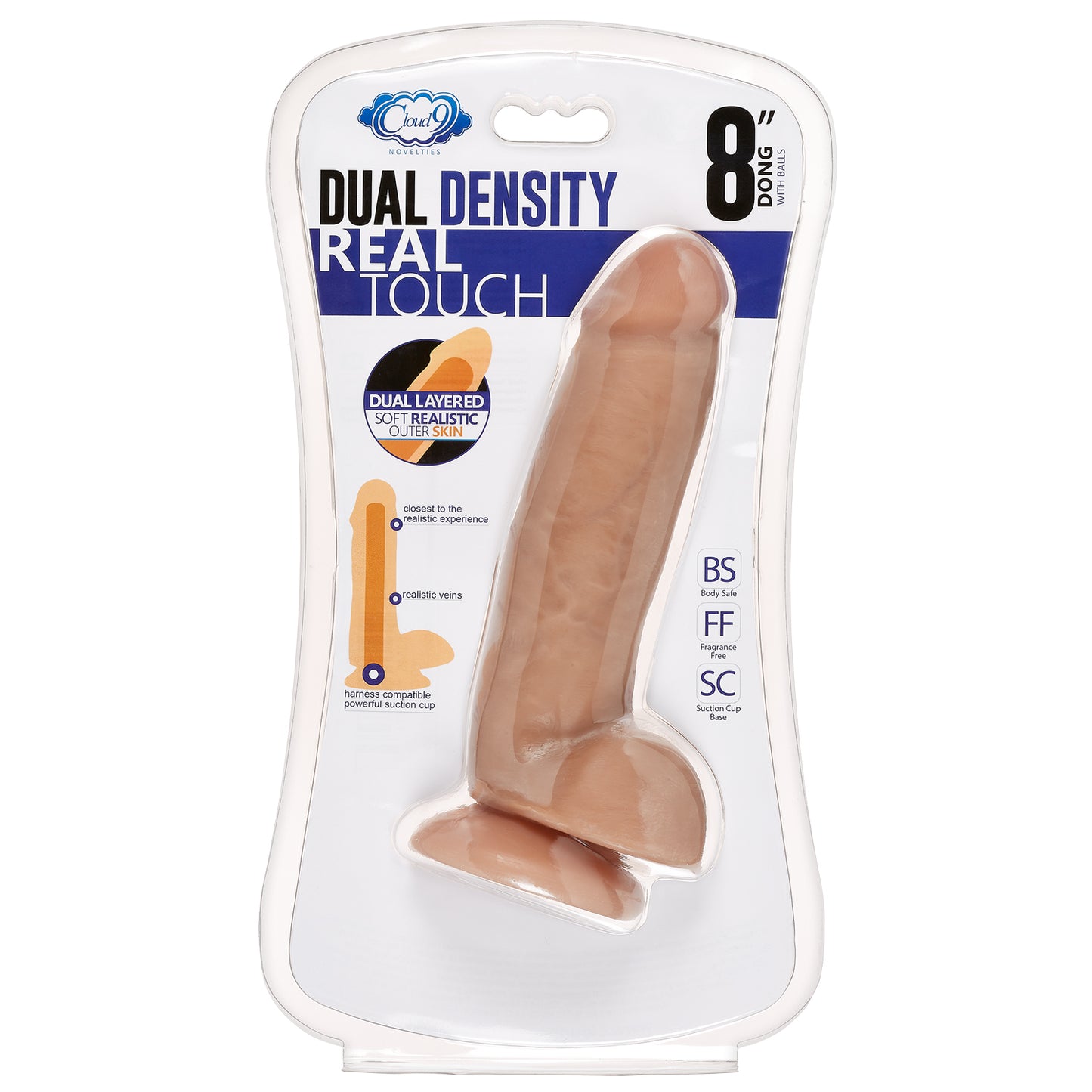 8" Dual Density Real Touch Thick With Realistic Painted Veins and Balls - Tan | 853545008303 | Available at EroticWarehouse.com