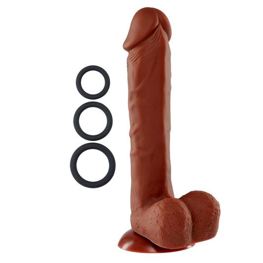 9 Inch Silicone Pro Odorless Dong - Brown | 685239852905 | Available at EroticWarehouse.com