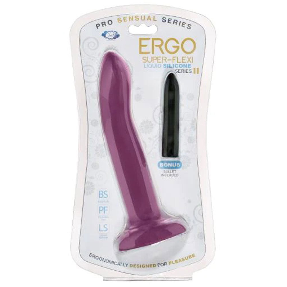 Ergo Super Flexi II Dong Soft and Flexible Liquid Silicone With Vibrator - Plum | 850013016563 | Available at EroticWarehouse.com