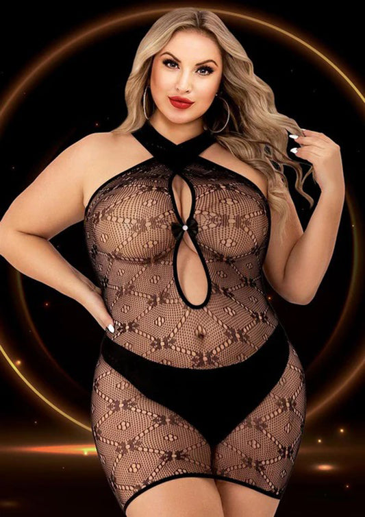 Halter Top Mini Dress - Queen Size - Black | 848416014187 | Available at EroticWarehouse.com