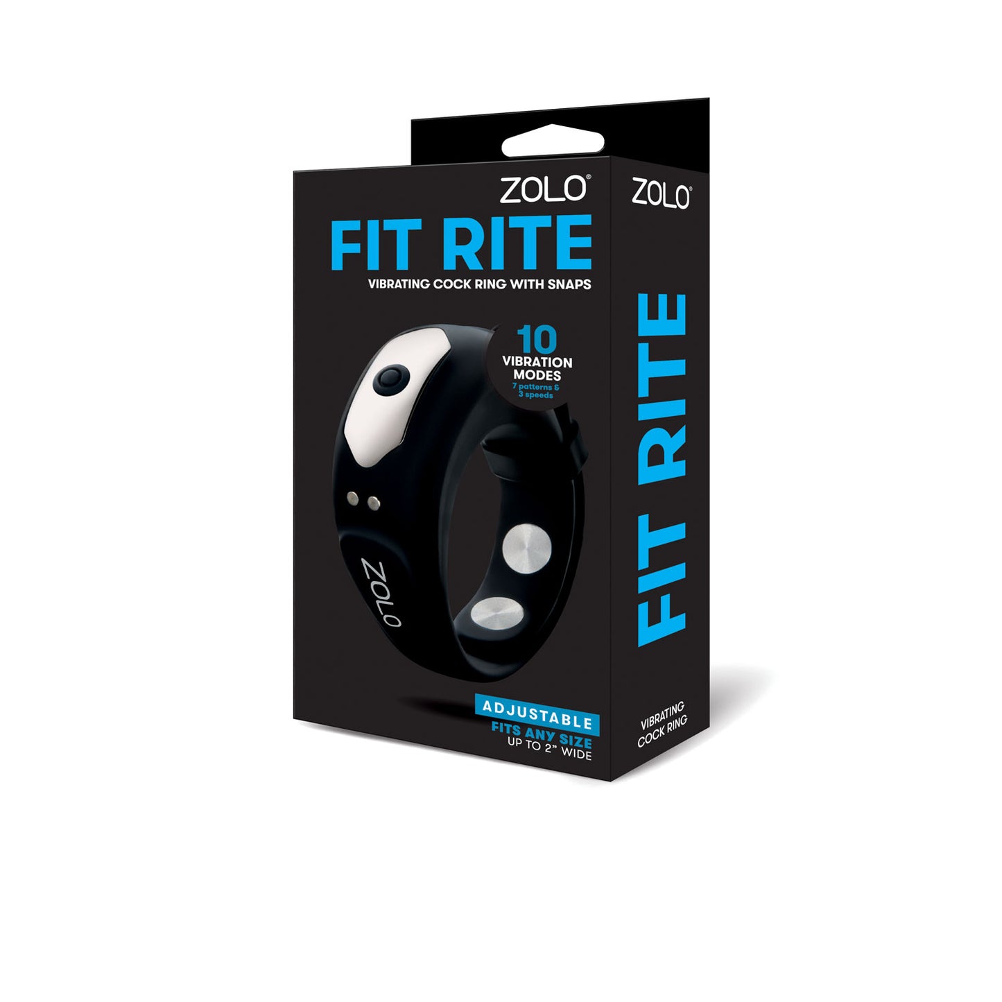 Zolo Fit Rite Vibrate Cock Ring With Snaps - Black | 848416013999 | Available at EroticWarehouse.com